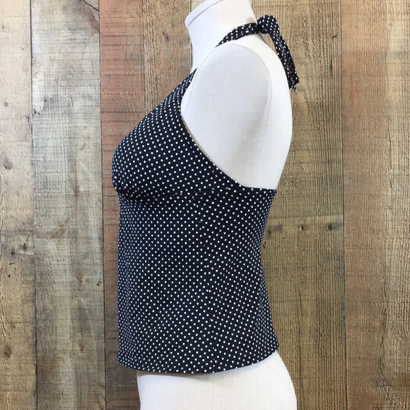 Land's End Swim Top Womens 6 Blue White Polka Dot Halter Tankini Swimwear - Picture 3 of 9